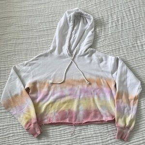 Cropped raw edge hoodie tye dye medium